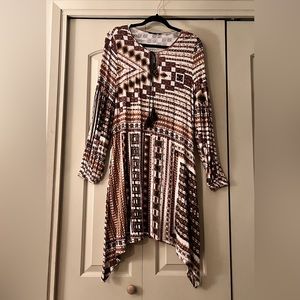 ♥️SALE 4/$20 Annabelle Boho Loose Fitting Dress - Tassle Tie at Neck